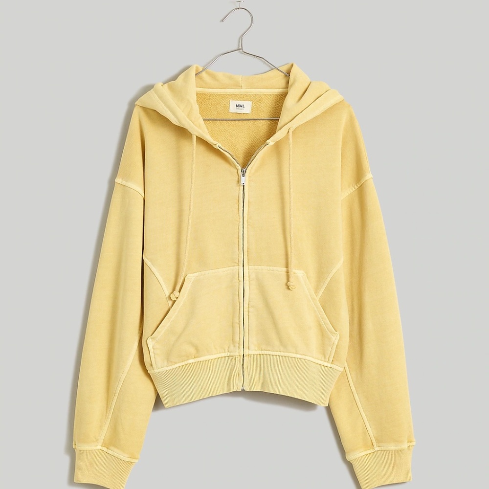 BNWT Madewell Terry Zip Front Crop Hoodie Haystack Medium